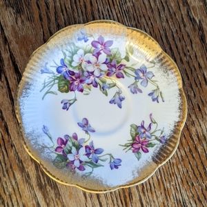 Royal Albert Bone China Gold Crest Series Violet Saucer, Rare & Discontinued
